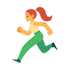 Wall Mural - Vector illustration of young woman in sportswear running.