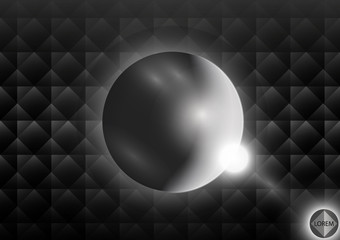 Wall Mural - futuristic sphere on a dark creative background of squares and rhombuses. aura and flashes of light.