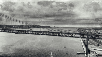  April 25 Bridge in Lisbon, aerial view