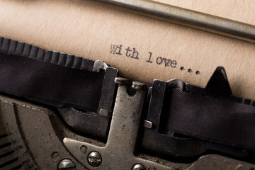 Leinwandbilder - With love - text message on the typewriter close-up