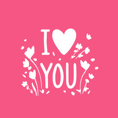 Wall Mural - I Love You Card. Unique Hand Drawn Design. Vector