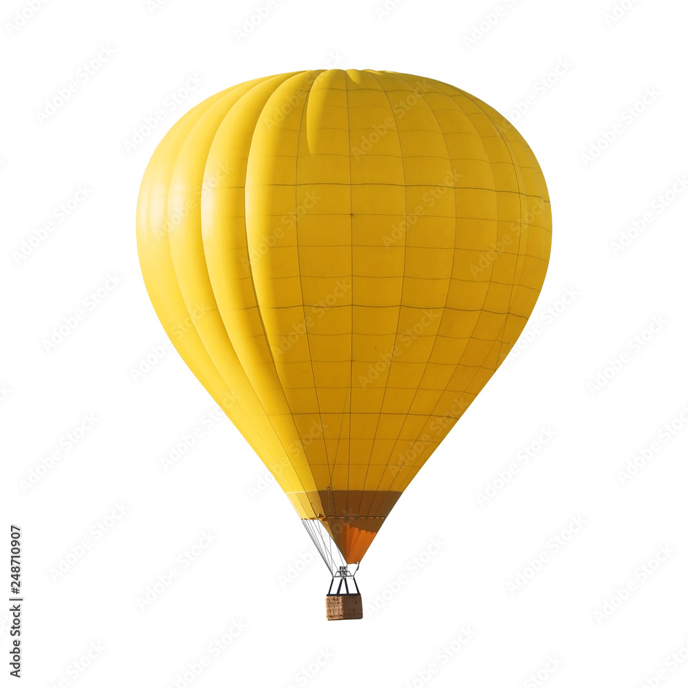 Bright yellow hot air balloon on white background Stock Photo | Adobe Stock
