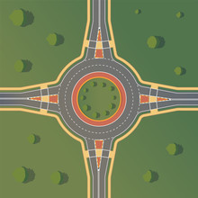 Roundabout Road. Crossing Of Highways By Type Of Ring Intersection.