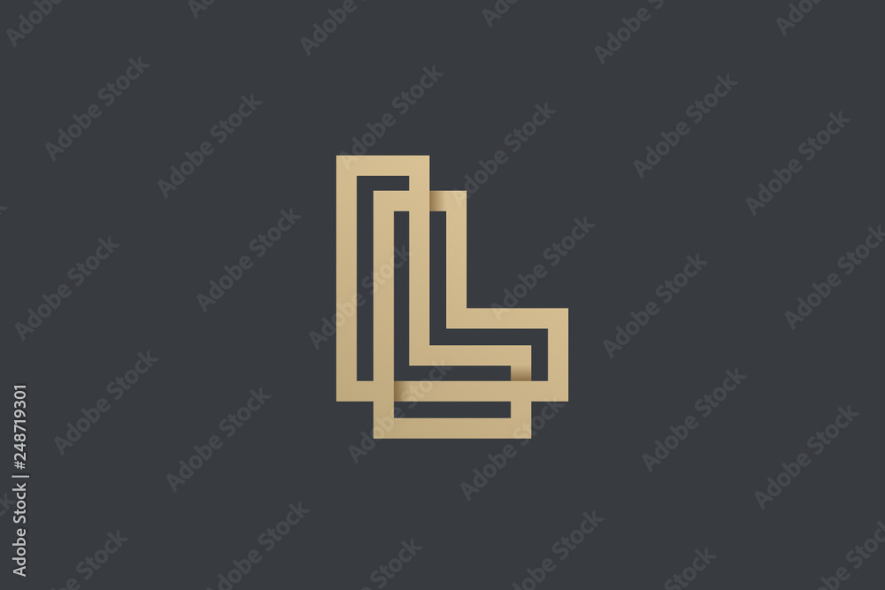 Vetor Letter L Logo Gold Geometric Font design vector template Linear ...