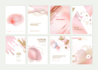 set of brochure, annual report and cover design templates for beauty, spa, wellness, natural product