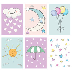 Wall Mural - Baby Shower Card Set - for birthday, party, design