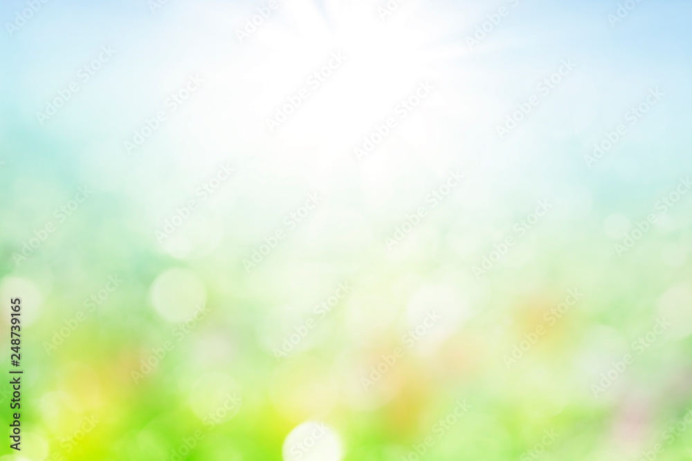 abstract spring background with bokeh - obrazy, fototapety, plakaty 