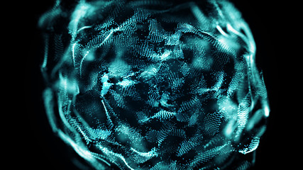 Poster - Futuristic sphere of dots. Abstract particles background with sphere.Globalization interface. Sense of science and technology abstract graphics. 3D rendering.