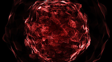 Poster - Futuristic sphere of dots. Abstract particles background with sphere.Globalization interface. Sense of science and technology abstract graphics. 3D rendering.