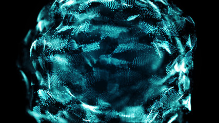 Poster - Futuristic sphere of dots. Abstract particles background with sphere.Globalization interface. Sense of science and technology abstract graphics. 3D rendering.