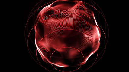 Poster - Futuristic sphere of dots. Abstract particles background with sphere.Globalization interface. Sense of science and technology abstract graphics. 3D rendering.