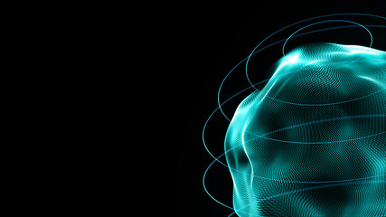 Poster - Futuristic sphere of dots. Abstract particles background with sphere.Globalization interface. Sense of science and technology abstract graphics. 3D rendering.