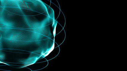 Poster - Futuristic sphere of dots. Abstract particles background with sphere.Globalization interface. Sense of science and technology abstract graphics. 3D rendering.