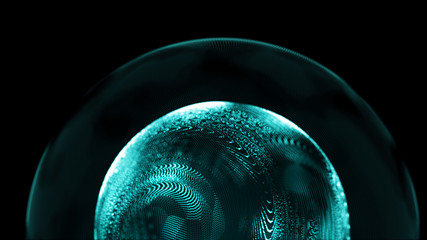 Poster - Futuristic sphere of dots. Abstract particles background with sphere.Globalization interface. Sense of science and technology abstract graphics. 3D rendering.
