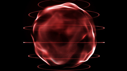 Poster - Futuristic sphere of dots. Abstract particles background with sphere.Globalization interface. Sense of science and technology abstract graphics. 3D rendering.