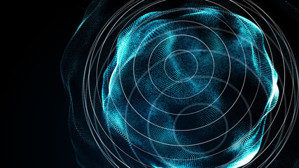 Poster - Futuristic sphere of dots. Abstract particles background with sphere.Globalization interface. Sense of science and technology abstract graphics. 3D rendering.