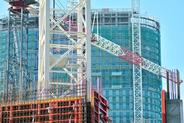 Crane attached to building