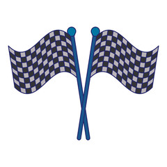 Canvas Print - Racing flags crossed blue lines