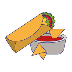 Sticker - Mexican taco food blue lines