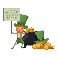 Wall Mural - happy saint patricks day label with leprechaun character