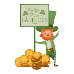 Wall Mural - wishing you a happy st patricks day label with leprechaun character