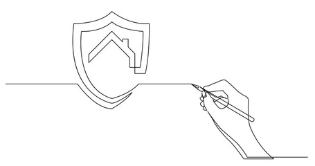 Poster - hand drawing business concept sketch of home protection