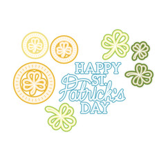 Canvas Print - happy st patricks day label with clover isolated icon