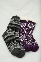 Wall Mural - winter wool socks with a pattern. skid socks