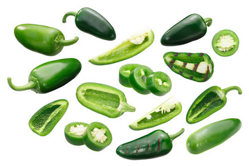 Wall Mural - Jalapeno peppers, whole sliced, paths