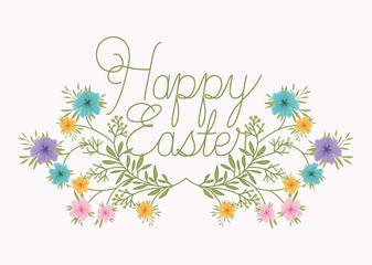 Wall Mural - happy easter card with handmade font and flowers