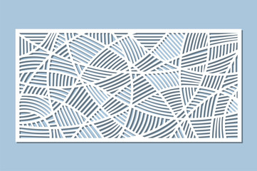 Set decorative card for cutting. Mosaic line pattern. Laser cut panel. Ratio 1:2. Vector illustration.