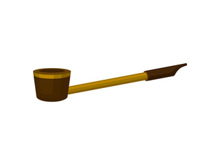 Wall Mural - Flat vector icon of brown-yellow tobacco pipe. Wooden tube for smoking. Old-fashioned object