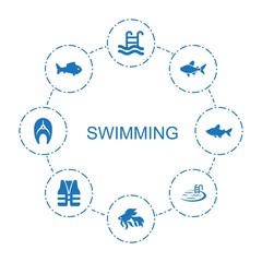 Wall Mural - swimming icons