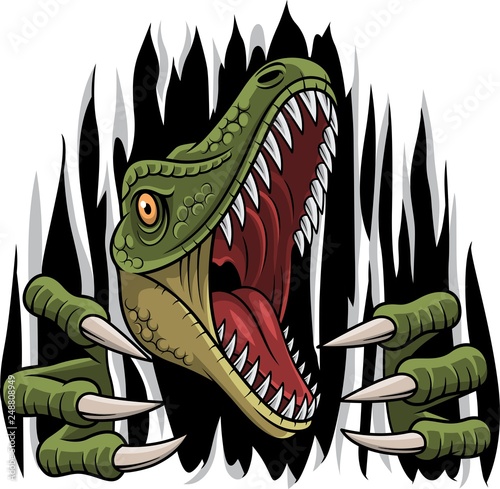Fotomural Cartoon raptor mascot ripping