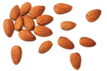 Wall Mural - almonds isolated on white background top view