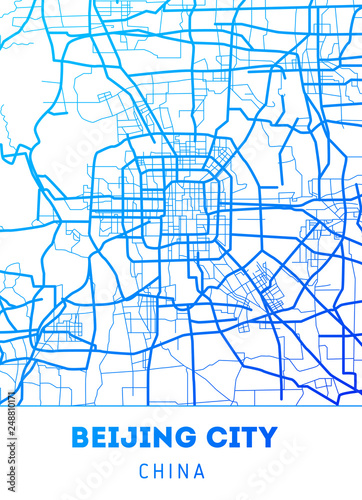 Cuadros en Lienzo city map of Beijing with well organized separated layers