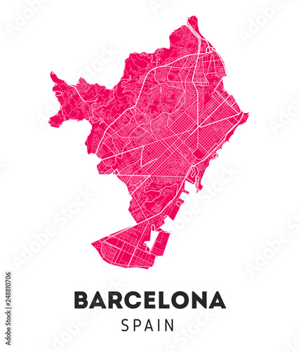 Fotografía city map of Barcelona with well organized separated layers.