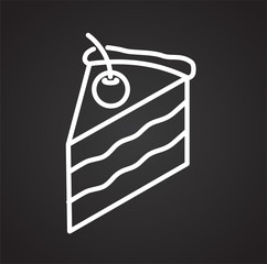 Poster - Cake outline icon on black background for graphic and web design, Modern simple vector sign. Internet concept. Trendy symbol for website design web button or mobile app
