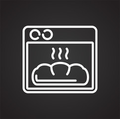 Poster - Bakery oven outline icon black background for graphic and web design, Modern simple vector sign. Internet concept. Trendy symbol for website design web button or mobile app