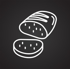 Poster - Bread outline icon black background for graphic and web design, Modern simple vector sign. Internet concept. Trendy symbol for website design web button or mobile app