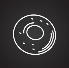 Poster - Donut outline icon on black background for graphic and web design, Modern simple vector sign. Internet concept. Trendy symbol for website design web button or mobile app