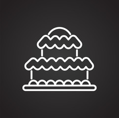Poster - Cake outline icon on black background for graphic and web design, Modern simple vector sign. Internet concept. Trendy symbol for website design web button or mobile app