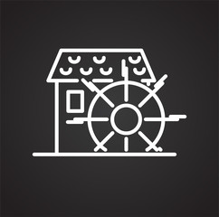 Poster - Mill outline icons black background for graphic and web design, Modern simple vector sign. Internet concept. Trendy symbol for website design web button or mobile app