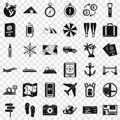 Poster - Travelling icons set. Simple style of 36 travelling vector icons for web for any design