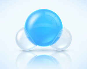 Wall Mural - water molecule vector illustration isolated on light blue background