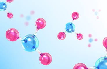 Wall Mural - vector illustration of transparent molecule model. science or medical background with molecules and 