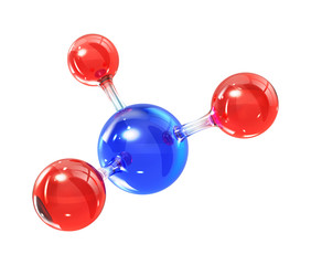 Wall Mural - glass molecule model. reflective and refractive abstract molecular shape isolated on white backgroun