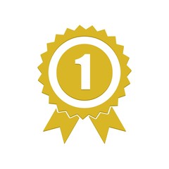 Poster - Number 1 winner ribbon award badge, Gold medal