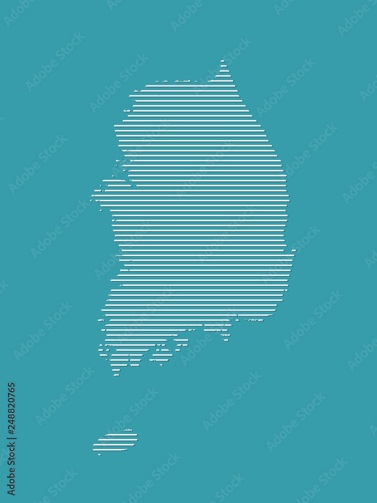 South Korea map vector using white straight lines on blue background ...