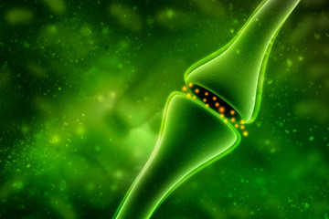 Wall Mural - synapse and neuron cells sending electrical chemical signals. 3d rendering